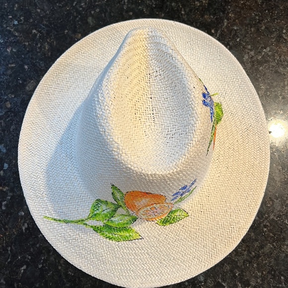 NWT- ONIA hand painted Rosa Panama Orange hat. Perfect in every way !🍊 - Picture 7 of 7